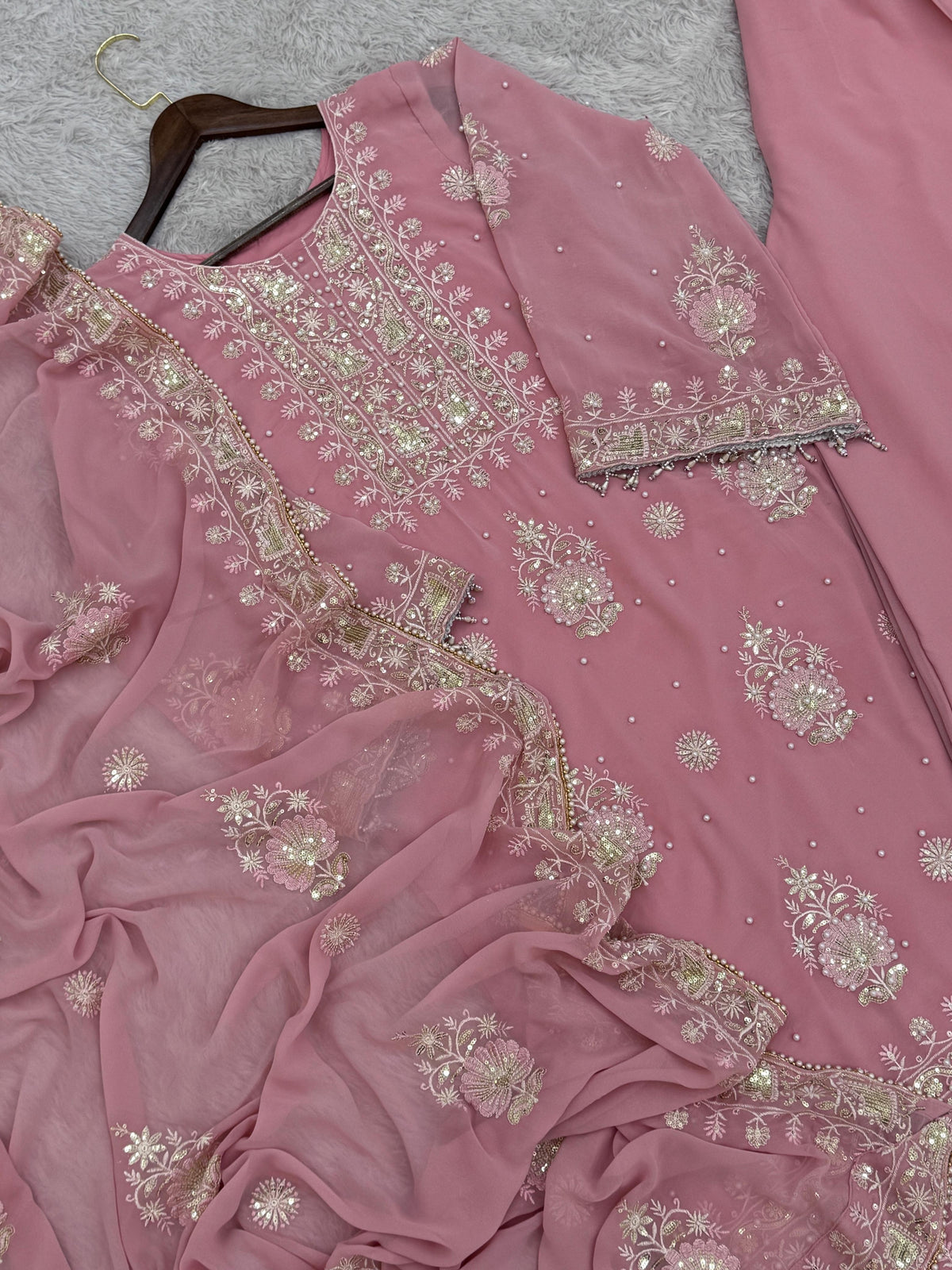 Blush in Style, Chic Pakistani Outfit with Dupatta