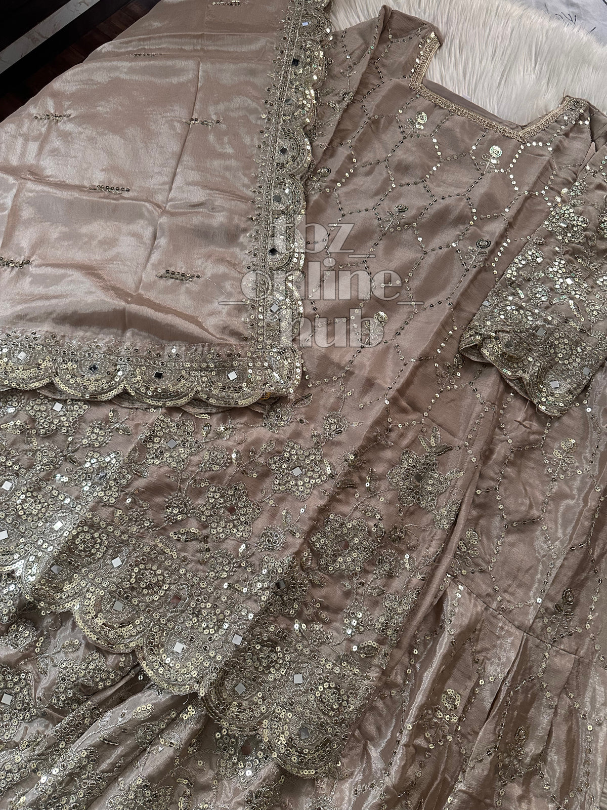 Exquisite Heavy Embroidered Sharara & Dupatta Set – Handcrafted with Sequins & Mirror Work