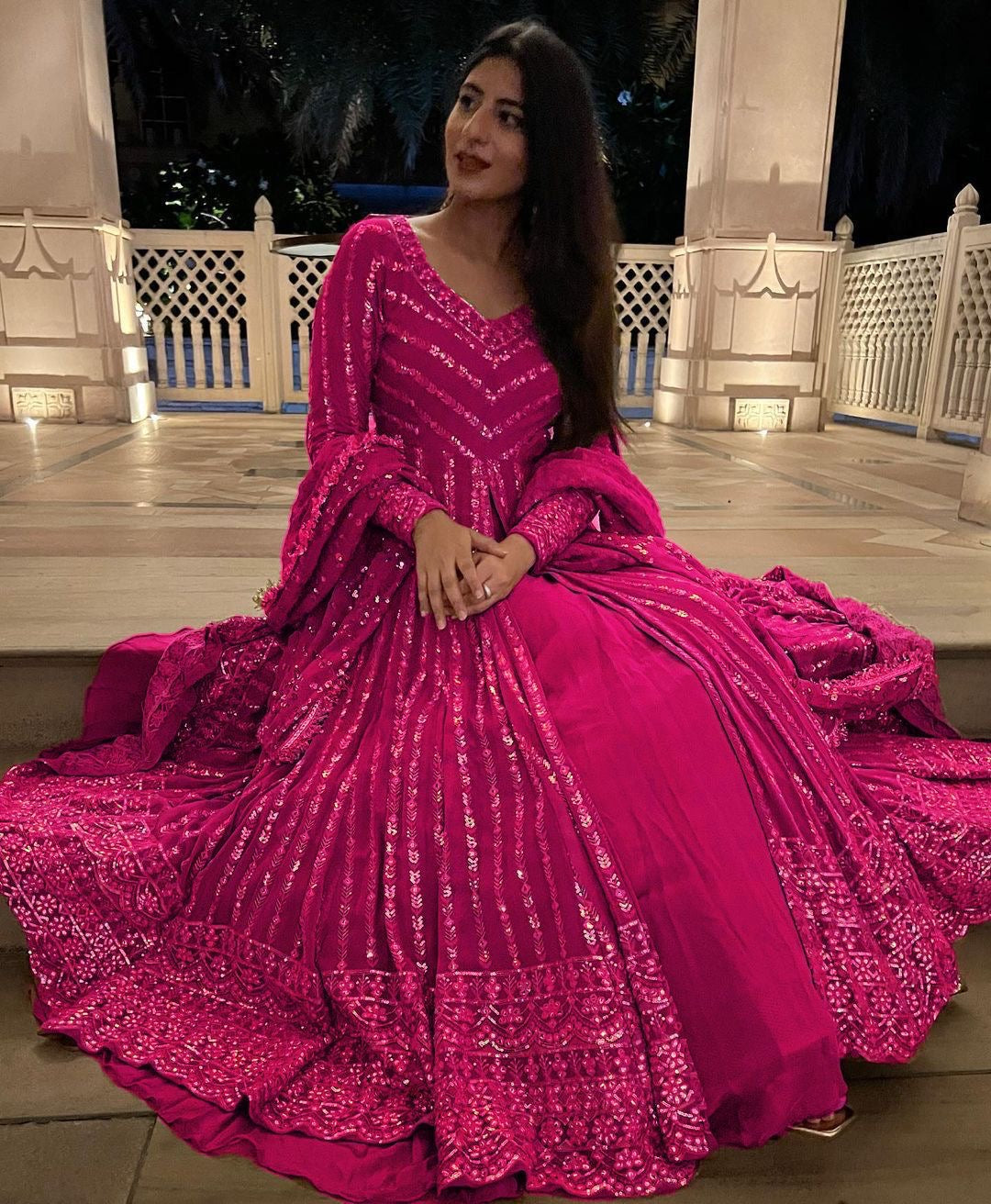 Modern Elegance with a Traditional Touch: Anarkali Gown & Lehenga