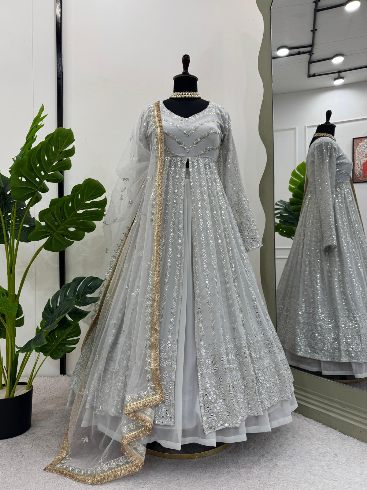 Modern Elegance with a Traditional Touch: Anarkali Gown & Lehenga