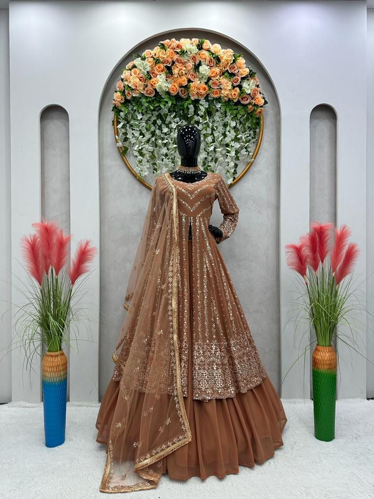 Modern Elegance with a Traditional Touch: Anarkali Gown & Lehenga