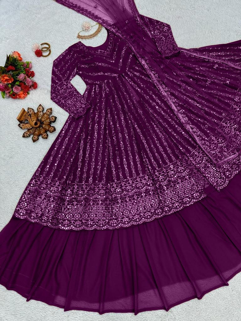 Modern Elegance with a Traditional Touch: Anarkali Gown & Lehenga